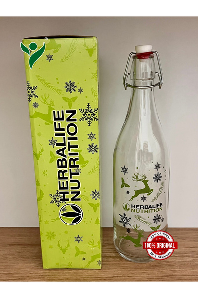 Herbalife Logolu Yılbaşı Özel Tasarım Hava Geçirmez Kapaklı Su Şişesi - 1 lt