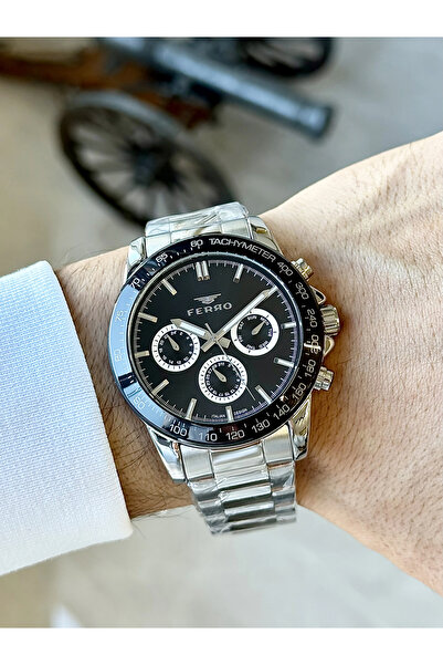 FERRO Silver Steel Cord Men's Wristwatch Fm11468Awt-J2 Functions Active 3Atm Waterproof