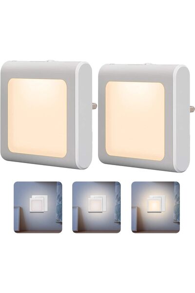 YAKITER LED Night Lights, Plug-in Children's Nightlight, Dusk-to-Dawn, 40-50LM, Warm White (2 Pack)