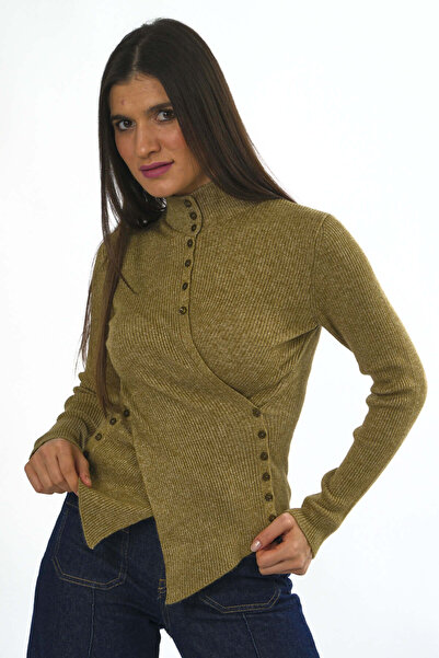 ABBRA Pulover de damă cu nasturi în talie