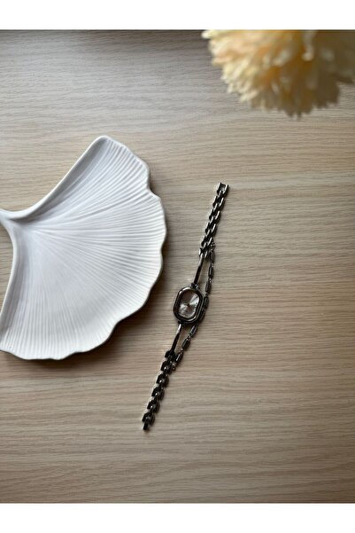 rubsey Minimal Metal Cord Vintage Women's Wristwatch Silver