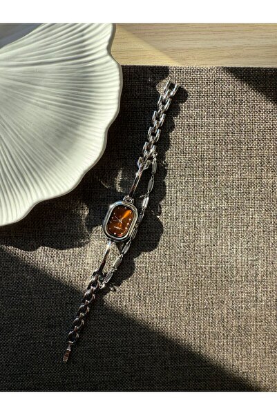 rubsey Retro Minimal Metal Cord Vintage Women's Wristwatch Red Inside