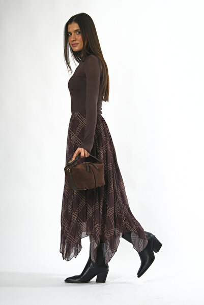 ABBRA Fusta în carouri cu talie elastică căptușită pentru femei