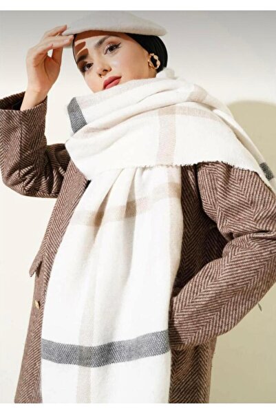 MODAM HİFA Patterned Shoulder Shawl Scarf Shawl Winter Women's Shawl Plaid Scarf