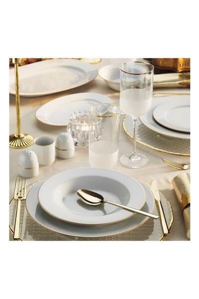 Porland Mina 56 Parça Yemek Takımı Gold Fileli