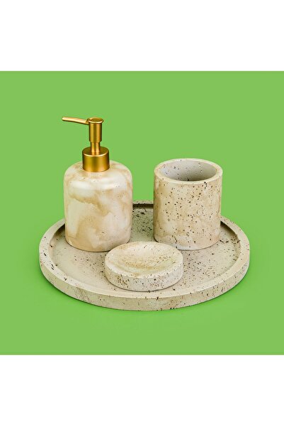 ASPARTAM Set de baie cu aspect travertin - gri