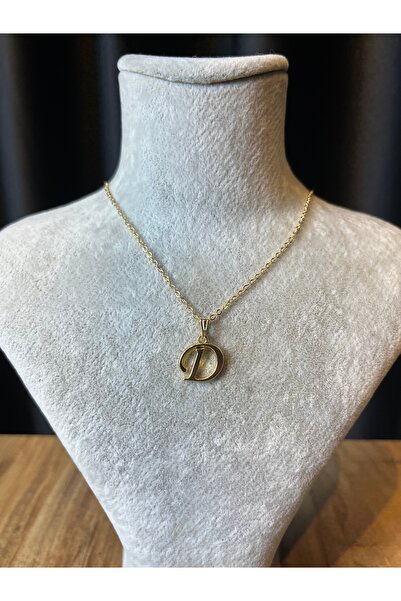 Mos Tespih D Harfi Lak Kaplama Gold Kararmaz Zincir Kolye