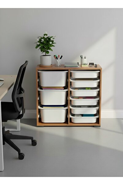 Pratico Carla 9 Sepetli Çok Amaçlı Ofis Dolabı Tropik Ceviz