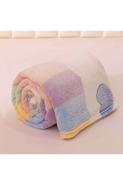 JOJO HOME Thin cocolino blanket, 200x230cm, plush microfiber, Colorful hearts