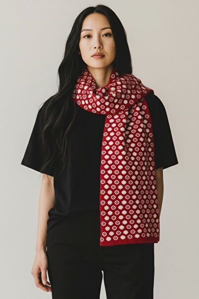 VARM Puantiyeli Uzun Geniş Triko Atkı