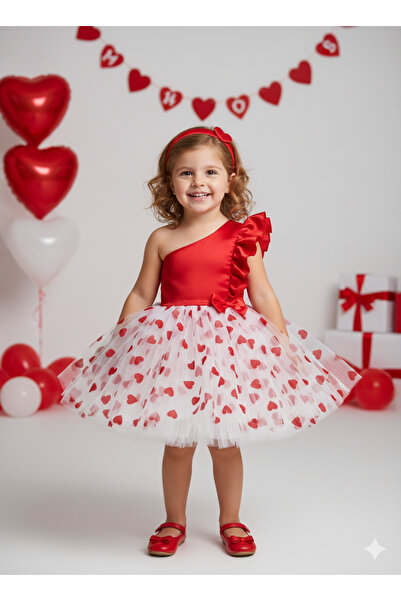 Star Kids Girl's Valentine's Day Dress,Girl's Embossed Heart Dress