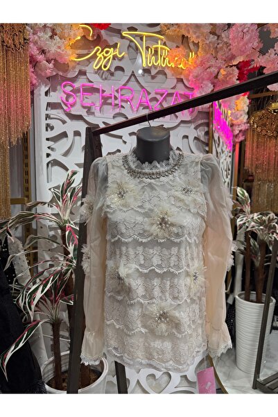 ŞEHRAZAT BUTİK Floral Detailed Stone Design Shirt