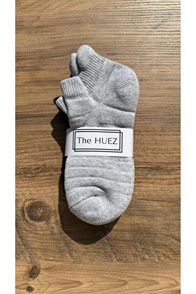 The huez 3-Piece Winter Towel Women's Socks, Breathable Soft Cotton Booties Socks (Grey)