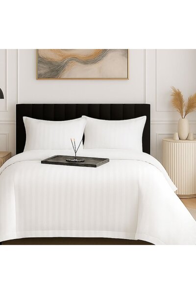 NufJoy Double Bed Damask Polycotton Bedding Set 4-piece XXL, White (230x260, 200x230, 2x50x70)