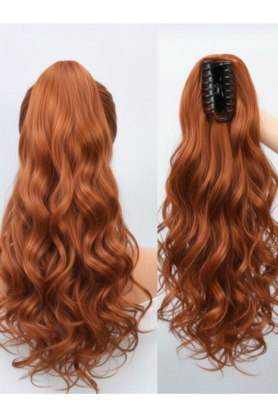 Hairpim Kadınca Peruk Wavy 100% İnsan Saçı Tarçın Bakır Ton At Kuyruğu 150 gr
