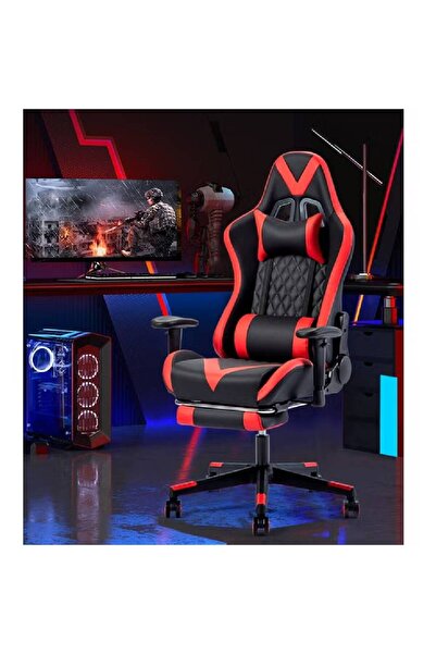 NKX كرسي ألعاب مريح مع مسند ذراع مقعد قابل للتعديل مصنوع من القماش ووسادة رأس كرسي المكتب