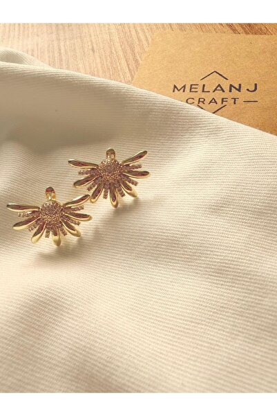 Melanj Craft Stone half flower steel earrings - gold