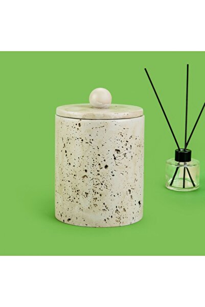 ASPARTAM Bath Travertine Look Waste Bin - Gray - 2 Lt