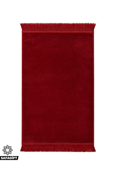 Safa Gift Luxury Dowry Gift Prayer Rug and Rosary Set, Velvet Textured, Soft, Stylish and Fringed Prayer Mat