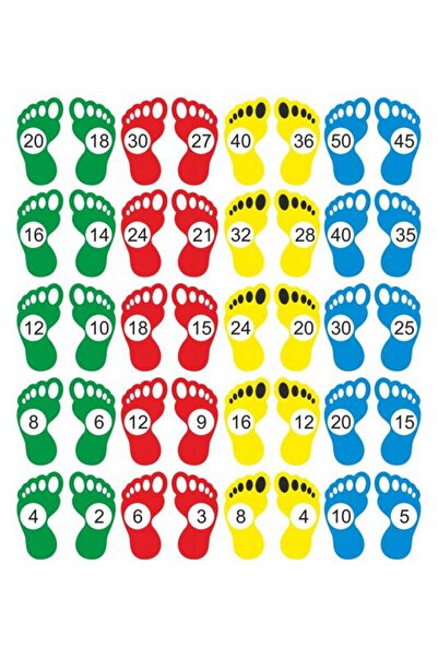 heptex 20 Pairs of 2,3,4,5 Rhythmic Counting Footprint Stickers