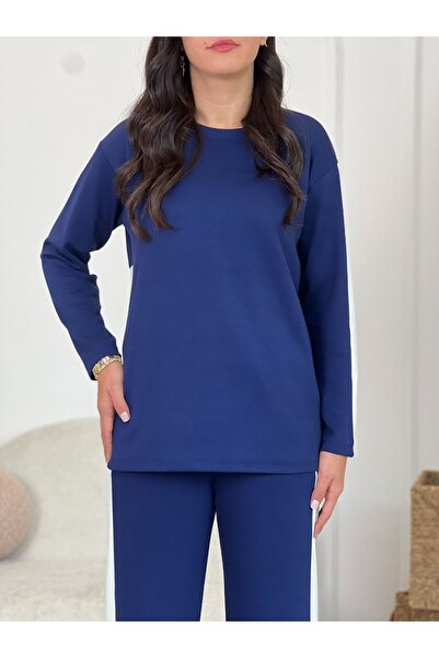 DE'VESTA Imported Modal Fabric with Striped Detail on the Shoulder, Cotton, Women's Bohemian Casual Top-Bottom Set Tracksuit Set