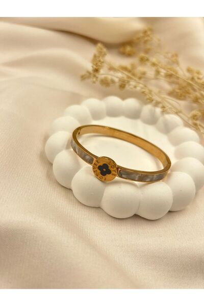 Lunarie Detailed Gold Color Women's Bracelet – Stylish Metal Bracelet with El...