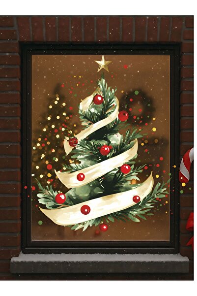 Aysha Tasarım Modern Christmas Pine Tree Wall Sticker with Spiral Stripes