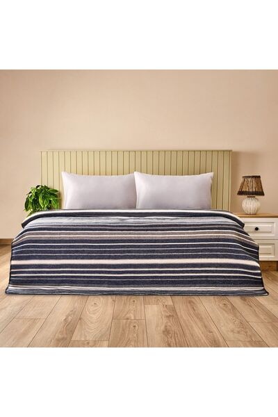 ASPARTAM بطانية نيريدا مزدوجة ناعمة - أزرق داكن - 180x220 سم