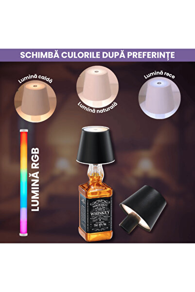 OferteTop Decorative Bottle Lamp with Multicolored Lighting, Cordless, Rechargeable