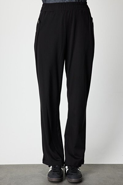 KATREGİYİM On Fashion Plus Size Pocket Button Detail Wide Leg Sweatpants