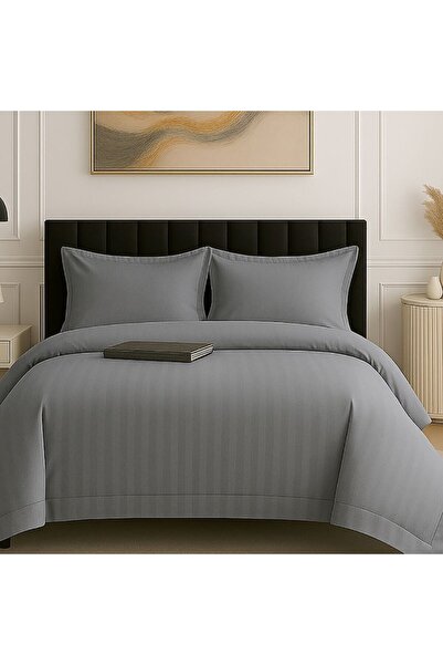 NufJoy Damask Policotton Double Bed Linen Set 4 pcs XXL, Grey