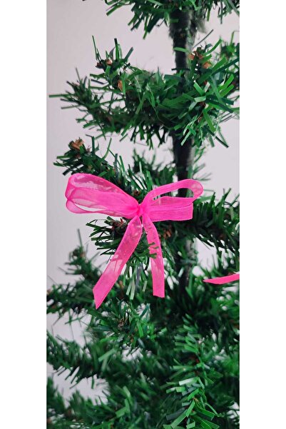 MODA NUR 12 Neon Pink, Christmas Pine Tree Bow Ribbons. New Year Christmas Party Decoration Ornaments