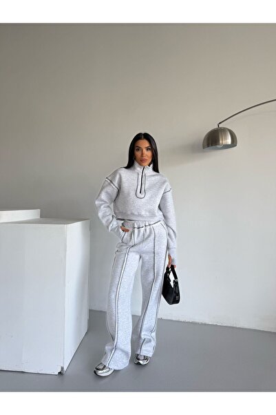 LUNES Set cu trei fire Ş cu căptușeală din fleece cu detaliu de cusut