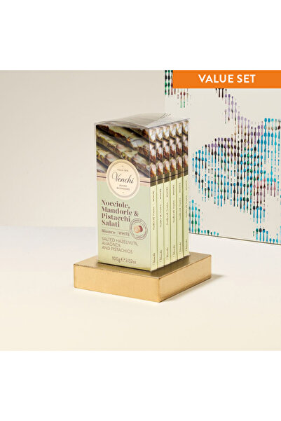 Venchi Selection of 6 White Chocolate with Salted Nuts bars 600 g
