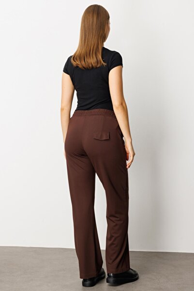 KATREGİYİM On Fashion Plus Size Pocket Button Detail Wide Leg Sweatpants