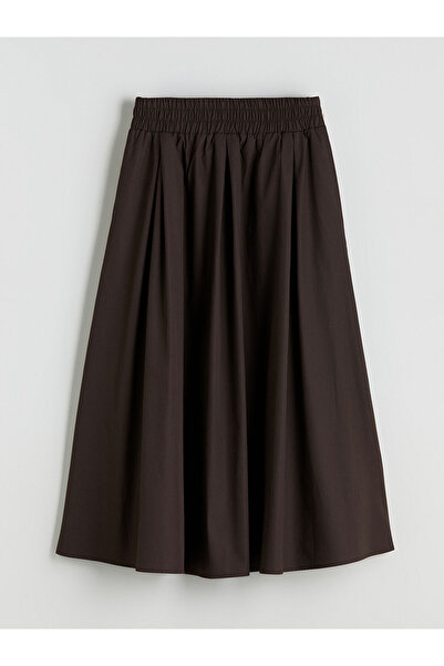LC Waikiki Φούστα XSIDE καφέ με ελαστική μέση από ποπλίνα