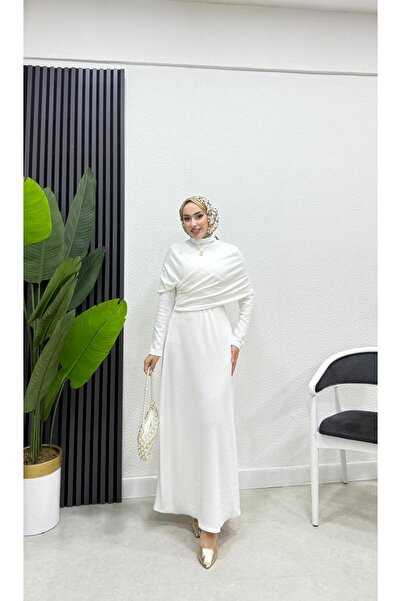 moda crn Hira Çapraz Drapeli Tesettür Elbise