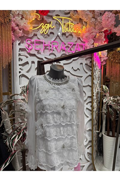 ŞEHRAZAT BUTİK Floral Detailed Stone Design Shirt