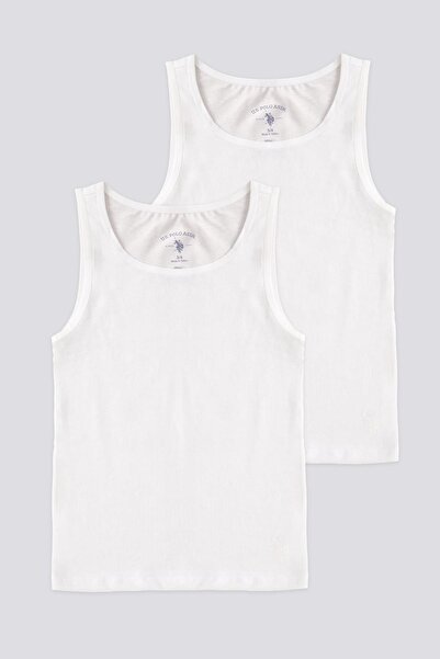 U.S. Polo Assn. Pachet de 2 maiouri pentru fete de culoare albă, bumbac 100%