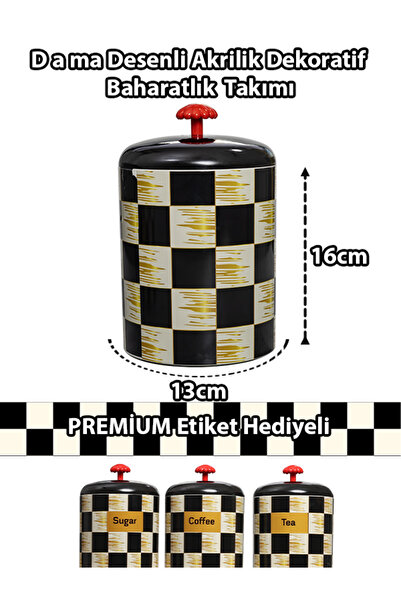 Tercih Home 6-Piece Checkered Mckenzi Pattern Spice Set Economical Stylish Grain Food Container