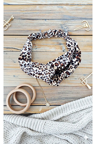 Mufincollection Leopard Pattern Elastic Hair Band / Women's Cross-Tied Elastic Bandana