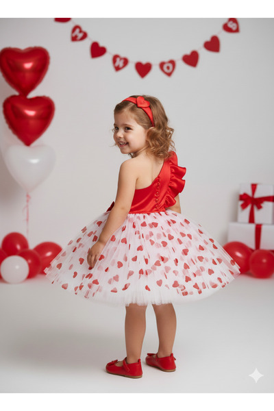Star Kids Girl's Valentine's Day Dress,Girl's Embossed Heart Dress