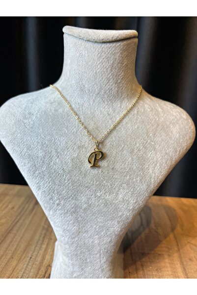 Mos Tespih قلادة بحرف P مطلية بالذهب مقاومة للصدأ