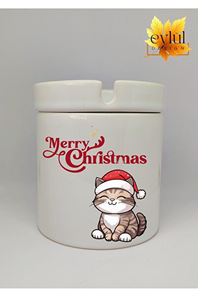 Eylül Design منفضة سجائر سيراميك بتصميم خاص لعيد الميلاد المجيد مطبوع على شكل...