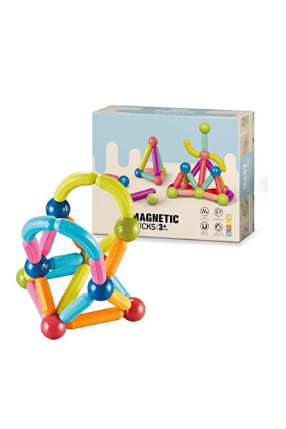 Denn Store Set de Construcție Magnetică Copii, Piese Colorate, Dezvoltare Ima...