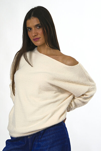 ABBRA Women's One Shoulder Open Beard Sweater