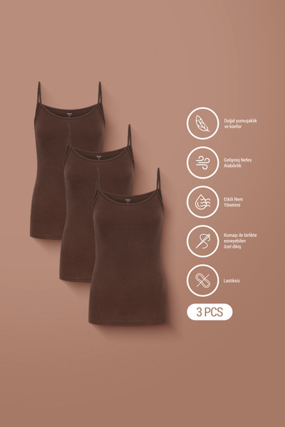 AUW Basic Women's String Strap Tank Top Modal Cotton 3-Piece - Softfit