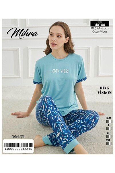 Mihra Σετ κοντομάνικο με κοντό μανίκι από βισκόζη Milan Ring PJK0601