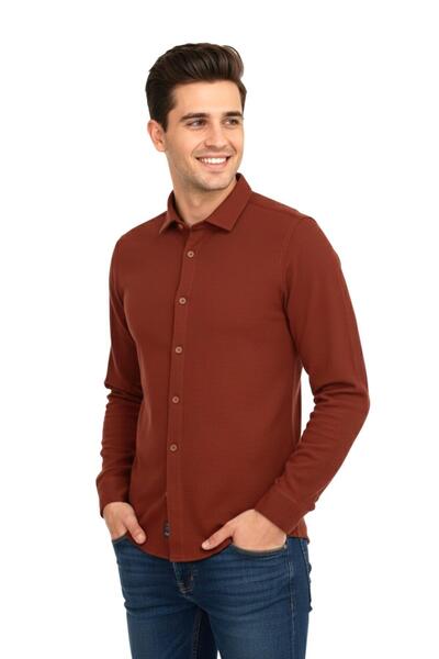 ADVANTE Men's Winter Silim Fit Ribbed Knit Woven Shirt Bgl-St04935