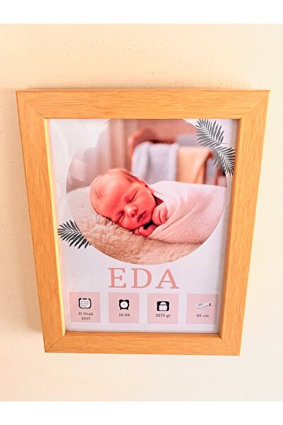 Vamoria Kişiye Özel Bebek Temalı Fotoğraflı İsimli Doğum Tarihli Saatli Boy K...